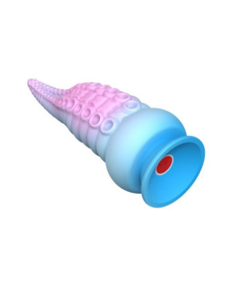 Gode ventouse tentacule Kraken vibrant 18 cm rose et bleu USB 